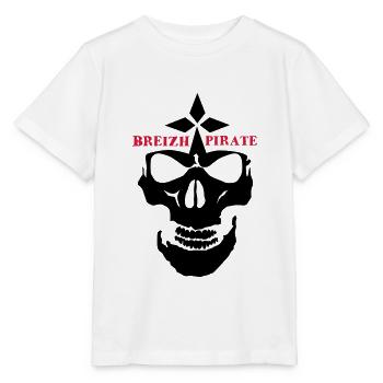Breizh Piratenschädel und gekreuzte Knochen Hermelin - Stanley/Stella Kinder T-Shirt MINI CREATOR  - Weiß - Vorne - Maike (125cm)