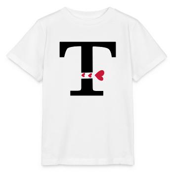 Capital lettre T avec des coeurs - T-shirt bio MINI CREATOR Stanley/Stella Enfant - blanc - Devant - Maike (125cm)
