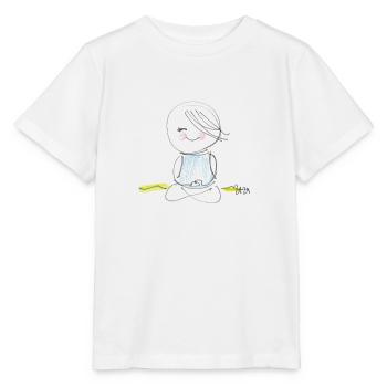 meditating little buddha - T-shirt bio MINI CREATOR Stanley/Stella Enfant - blanc - Devant - Maike (125cm)