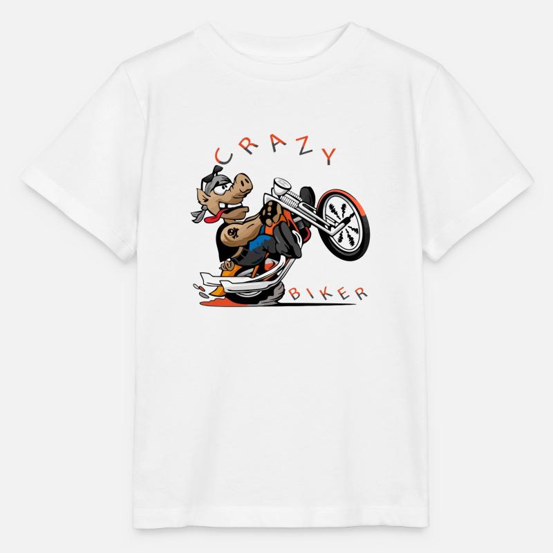 Crazy Biker Biking Bicycle MTB - Stanley/Stella MINI CREATOR Kids’ T-Shirt - white