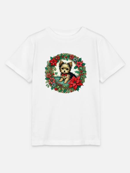 Weihnachts-Yorkie - Stanley/Stella Kinder T-Shirt MINI CREATOR - Weiß