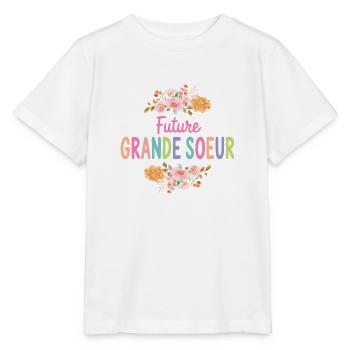 Future Grande Sœur – Annonce de Grossesse - T-shirt bio MINI CREATOR Stanley/Stella Enfant - blanc - Devant - Maike (125cm)