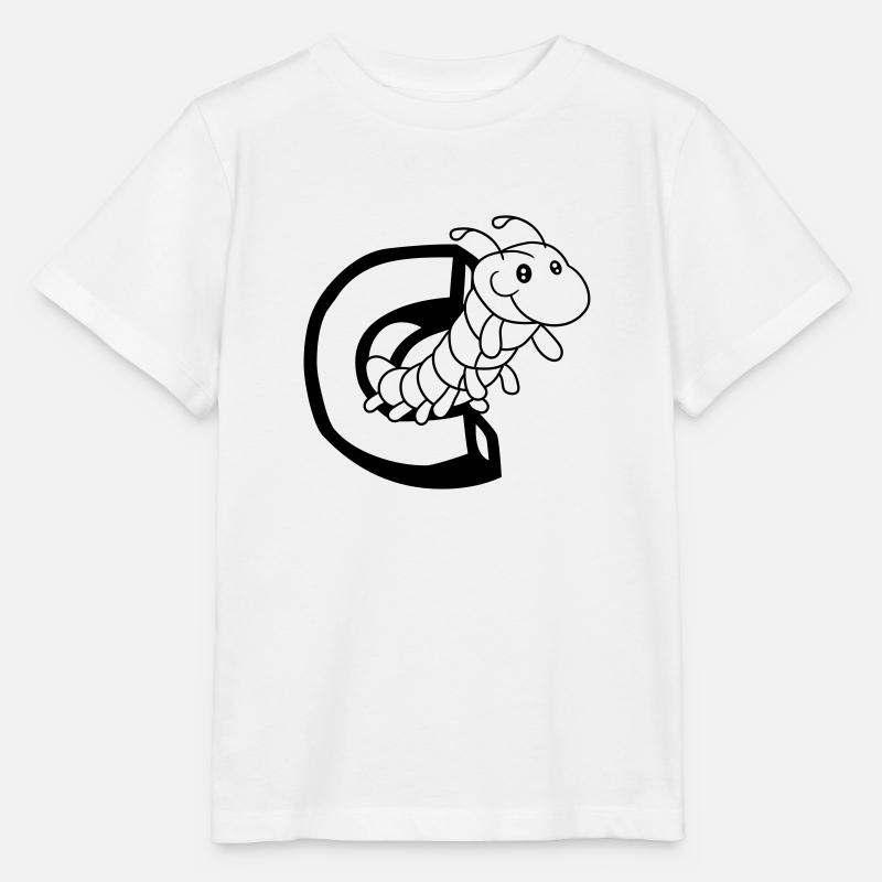 chenille chenille insecte mille-pattes lettre C le - T-shirt bio MINI CREATOR Stanley/Stella Enfant - blanc