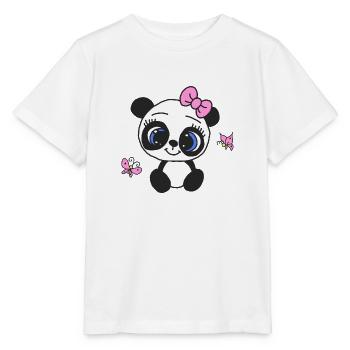 Weiblicher Panda mit Schmetterlingen - Stanley/Stella Kinder T-Shirt MINI CREATOR  - Weiß - Vorne - Maike (125cm)
