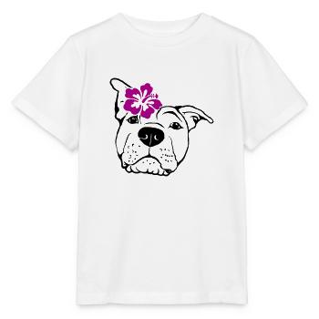 Staffordshire mit Hibiskus - Stanley/Stella Kinder T-Shirt MINI CREATOR  - Weiß - Vorne - Maike (125cm)