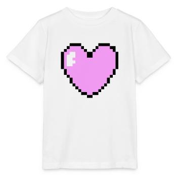 Rosa Pixel Herz - Stanley/Stella Kinder T-Shirt MINI CREATOR  - Weiß - Vorne - Maike (125cm)