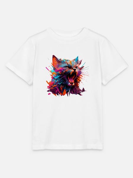 Angry Cat - Stanley/Stella Kinder T-Shirt MINI CREATOR  - Weiß