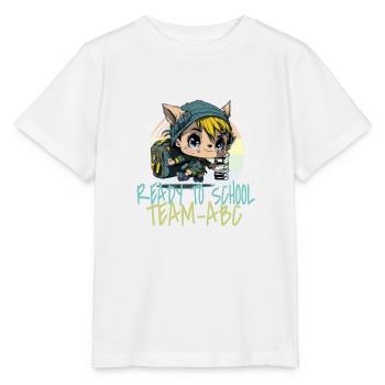Petite elfe débutante avec cartable Team ABC - T-shirt bio MINI CREATOR Stanley/Stella Enfant - blanc - Devant - Maike (125cm)
