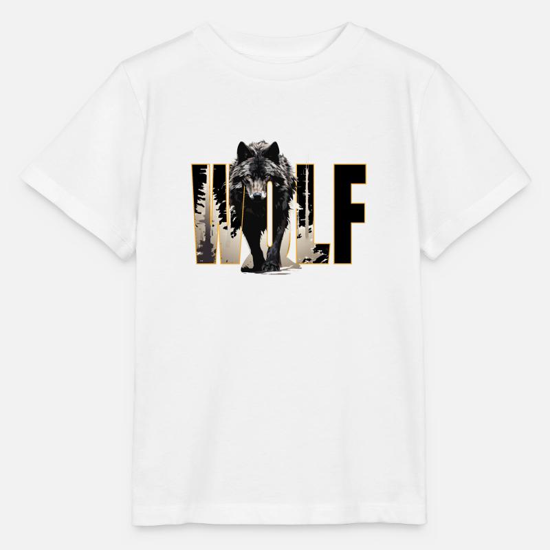 Black Wolf Walking in the Forest - Stanley/Stella MINI CREATOR Kids’ T-Shirt - white