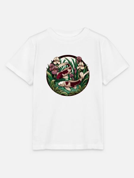 Japanischer Karpfen-Koi-Teich - Stanley/Stella Kinder T-Shirt MINI CREATOR  - Weiß