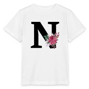 Buchstabe n blumig - Stanley/Stella Kinder T-Shirt MINI CREATOR  - Weiß - Vorne - Maike (125cm)