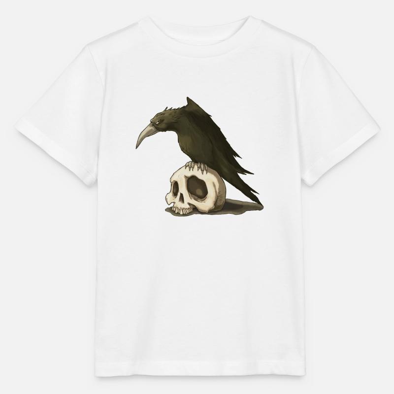 Corbeau et crâne - T-shirt bio MINI CREATOR Stanley/Stella Enfant - blanc