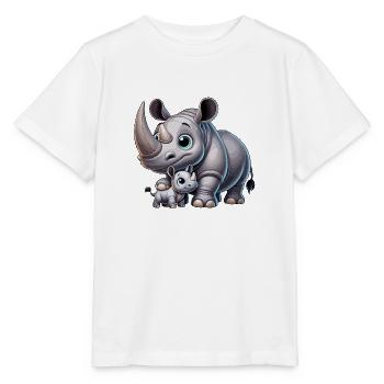 Rhinoceros mother with child - Stanley/Stella MINI CREATOR Kids’ T-Shirt - white - Front - Maike (125cm)