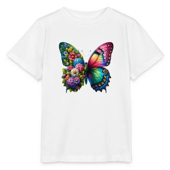 Bunter Schmetterling, von der Natur inspirierte Sommerstimmungen - Stanley/Stella Kinder T-Shirt MINI CREATOR  - Weiß - Vorne - Maike (125cm)