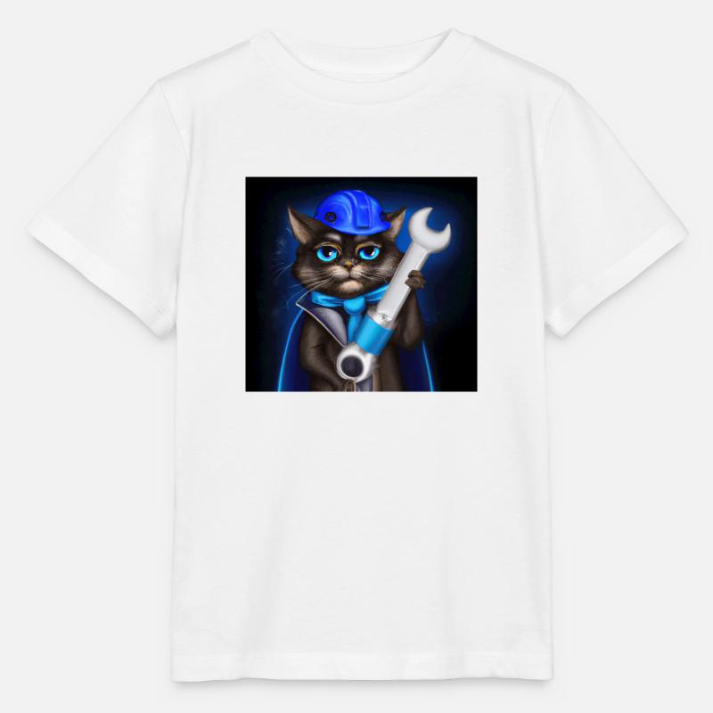 Cool Cat Engineer 3 - T-shirt bio MINI CREATOR Stanley/Stella Enfant - blanc