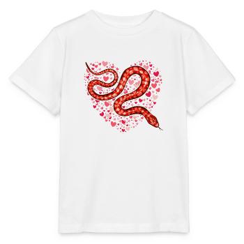 La Saint-Valentin serpent je vole des coeurs Python amoureux - T-shirt bio MINI CREATOR Stanley/Stella Enfant - blanc - Devant - Maike (125cm)