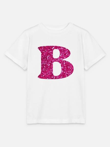 Buchstabe b rosa Glitzer - Stanley/Stella Kinder T-Shirt MINI CREATOR - Weiß
