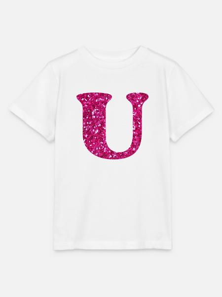 Glitzer rosa u Buchstabe - Stanley/Stella Kinder T-Shirt MINI CREATOR - Weiß