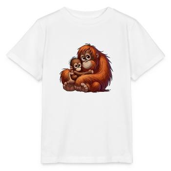 Mère orang-outan avec enfant - T-shirt bio MINI CREATOR Stanley/Stella Enfant - blanc - Devant - Maike (125cm)