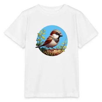 Sparrow on a branch - Stanley/Stella MINI CREATOR Kids’ T-Shirt - white - Front - Maike (125cm)