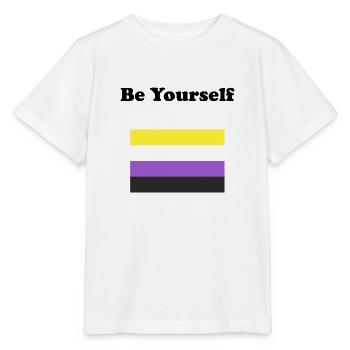 Nicht-binäre Flagge Sei du selbst - Stanley/Stella Kinder T-Shirt MINI CREATOR  - Weiß - Vorne - Maike (125cm)