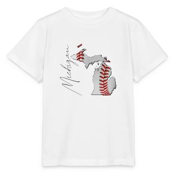 Michigan (USA) | echter Baseball | Landkarte Scpt - Stanley/Stella Kinder T-Shirt MINI CREATOR  - Weiß - Vorne - Maike (125cm)