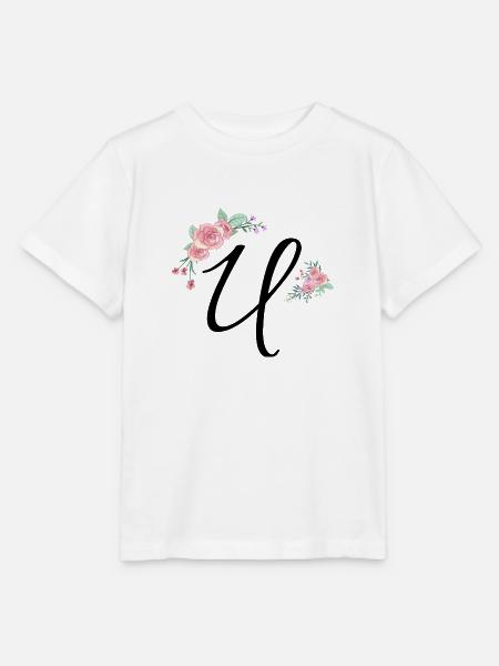 Buchstabe u Blumen - Stanley/Stella Kinder T-Shirt MINI CREATOR  - Weiß