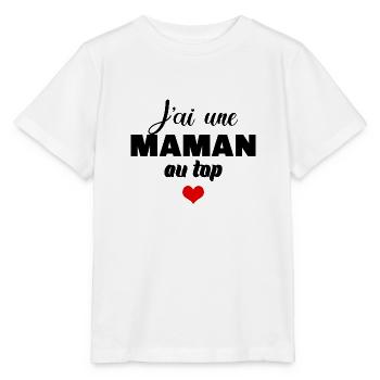 J'ai une maman au top - T-shirt bio MINI CREATOR Stanley/Stella Enfant - blanc - Devant - Maike (125cm)