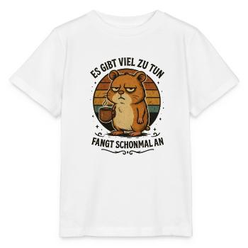 Funny hamster coffee bad mood - Stanley/Stella MINI CREATOR Kids’ T-Shirt - white - Front - Maike (125cm)