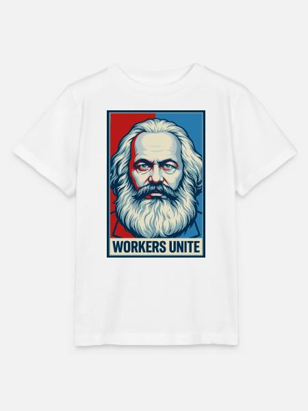 Marx-Porträt: Workers Unite-Plakat - Stanley/Stella Kinder T-Shirt MINI CREATOR - Weiß