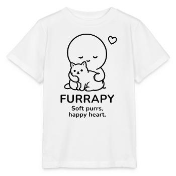 Furrapy – Soft Purrs | Happy Heart Cat Lover - Stanley/Stella Kinder T-Shirt MINI CREATOR  - Weiß - Vorne - Maike (125cm)