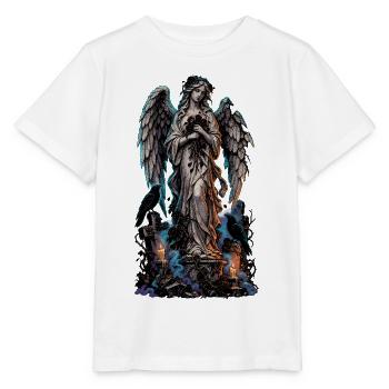 Engelstatue im Nebel mit Raben - Stanley/Stella Kinder T-Shirt MINI CREATOR  - Weiß - Vorne - Maike (125cm)