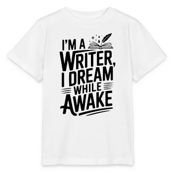 Ich bin ein Schriftsteller, ich träume wach, während ich wach bin. - Stanley/Stella Kinder T-Shirt MINI CREATOR  - Weiß - Vorne - Maike (125cm)