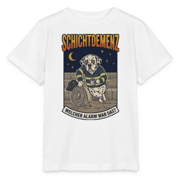 Schichtdemenz Feuerwehr – Welcher Alarm war das? - Stanley/Stella Kinder T-Shirt MINI CREATOR  - Weiß - Vorne - Maike (125cm)
