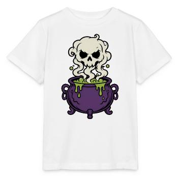 Hexenkessel Rauch Totenkopf Magic Gothic Shirt - Stanley/Stella Kinder T-Shirt MINI CREATOR  - Weiß - Vorne - Maike (125cm)