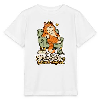Mein Kater hat mich adoptiert - Stanley/Stella Kinder T-Shirt MINI CREATOR  - Weiß - Vorne - Maike (125cm)