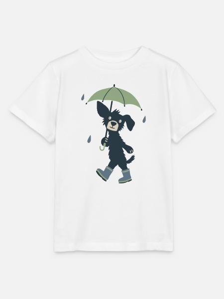 Süßer Hund mit Regenschirm - Stanley/Stella Kinder T-Shirt MINI CREATOR  - Weiß