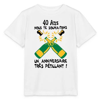 40 ans bouteille petillant anniversaire - T-shirt bio MINI CREATOR Stanley/Stella Enfant - blanc - Devant - Maike (125cm)