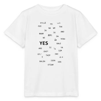 Het woord "JA" in verschillende talen - Stanley/Stella Kinder-T-shirt MINI CREATOR  - wit - Voor - Maike (125cm)