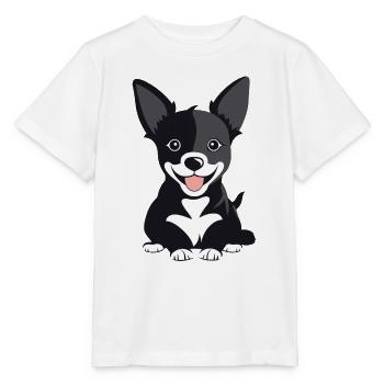 Chiot chien heureux avec la langue tendue - T-shirt bio MINI CREATOR Stanley/Stella Enfant - blanc - Devant - Maike (125cm)