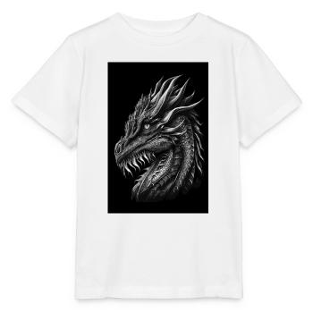Schwarz-weißer Drache - Stanley/Stella Kinder T-Shirt MINI CREATOR  - Weiß - Vorne - Maike (125cm)