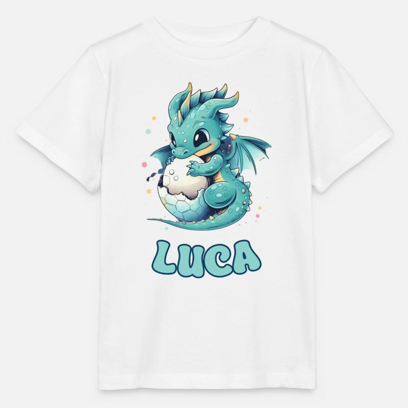 Luca - Drache - Name - Stanley/Stella Kinder T-Shirt MINI CREATOR  - Weiß