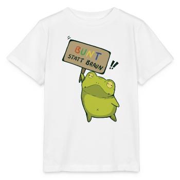 Bunt statt Braun Demo Frosch - Stanley/Stella Kinder T-Shirt MINI CREATOR  - Weiß - Vorne - Maike (125cm)