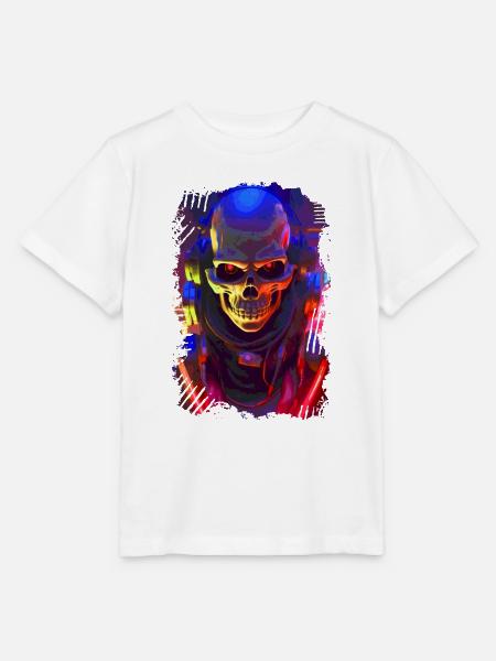 Roboter Skull - Stanley/Stella Kinder T-Shirt MINI CREATOR - Weiß
