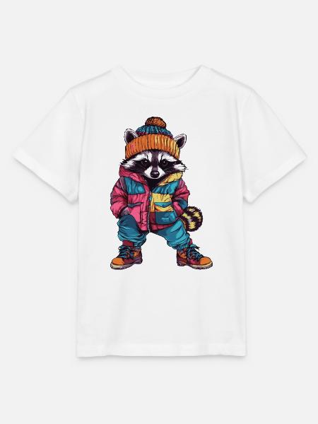 Waschbär Lustig Winter - Stanley/Stella Kinder T-Shirt MINI CREATOR - Weiß