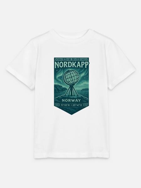 Nordkapp Norway Polarstil Weltkugel & Koordinaten - Stanley/Stella Kinder T-Shirt MINI CREATOR  - Weiß