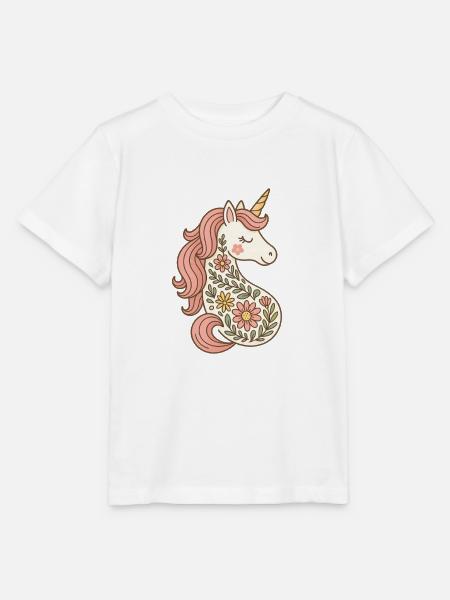 Magisches Einhorn mit Blumen – Zauberhaftes Design - Stanley/Stella Kinder T-Shirt MINI CREATOR - Weiß