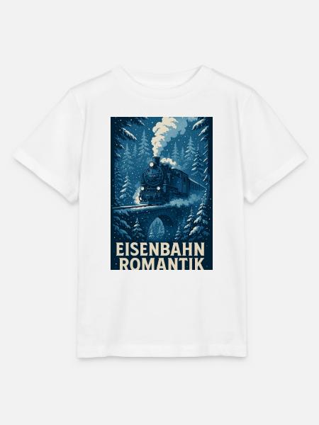 Eisenbahn Dampflok Winter Wald Romantik - Stanley/Stella Kinder T-Shirt MINI CREATOR - Weiß