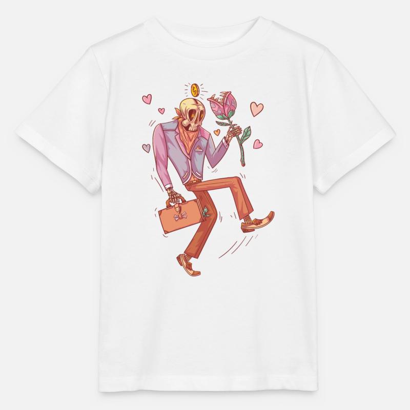 Verliebter Skelett mit fleischfressender Blume - Stanley/Stella Kinder T-Shirt MINI CREATOR  - Weiß