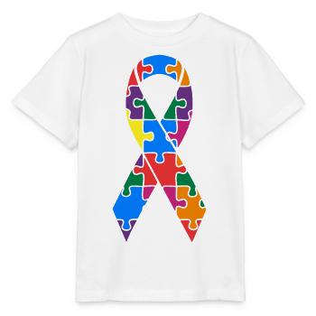 Autism Awareness Ribbon Puzzle Colorful - Stanley/Stella MINI CREATOR Kids’ T-Shirt - white - Front - Maike (125cm)